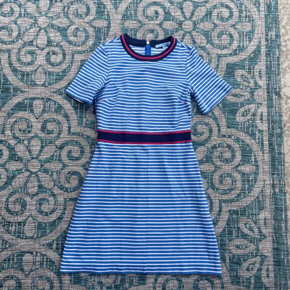 Draper James Blue & White Striped Short Sleeve A-Line‎ Dress - Size S - Picture 2 of 11